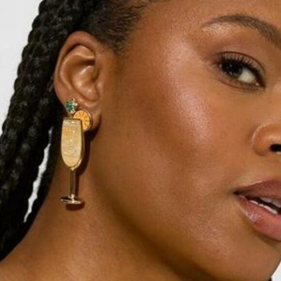 New MIMOSA cocktail brunch drink bling Rhinestone earrings - Picture 2 of 6